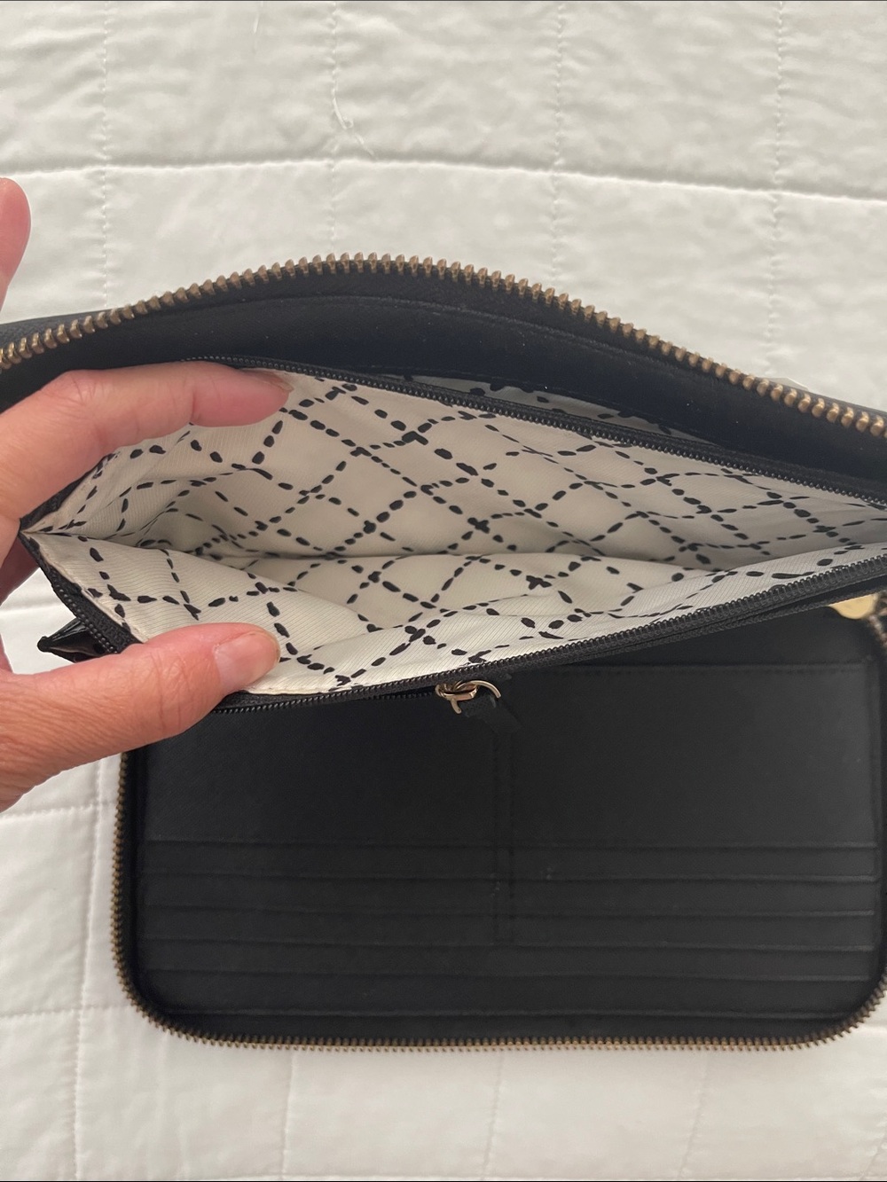 kate spade Black Zip-Around Leather Wallet with Gold Plaque - Picture 4 of 5